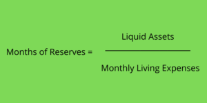 months of reserves formula equals liquid assets divided by monthly living expeneses