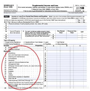 Highlighting Expenses on Schedule E Tax Return Form