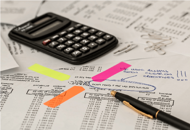 budget with highlights pen calculator