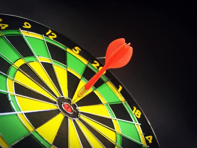 bright green dartboard bullseye