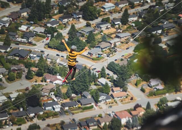 balanced tightrope walker